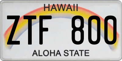 HI license plate ZTF800