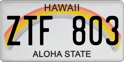 HI license plate ZTF803
