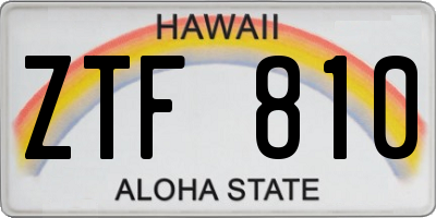 HI license plate ZTF810