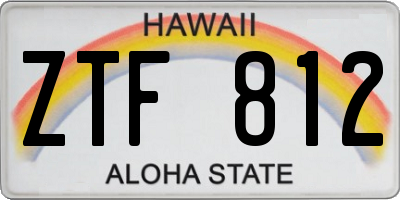 HI license plate ZTF812