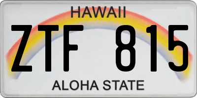 HI license plate ZTF815