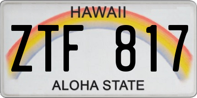 HI license plate ZTF817