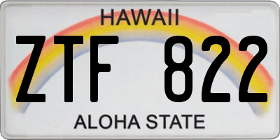 HI license plate ZTF822