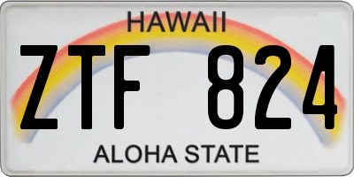 HI license plate ZTF824