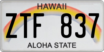 HI license plate ZTF837