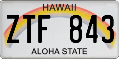 HI license plate ZTF843