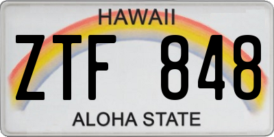 HI license plate ZTF848
