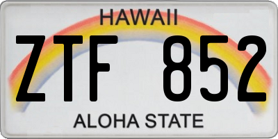 HI license plate ZTF852