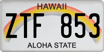 HI license plate ZTF853