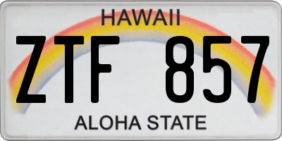 HI license plate ZTF857