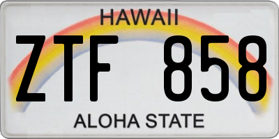 HI license plate ZTF858