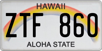 HI license plate ZTF860
