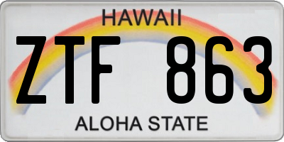 HI license plate ZTF863