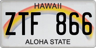 HI license plate ZTF866
