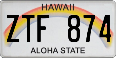 HI license plate ZTF874