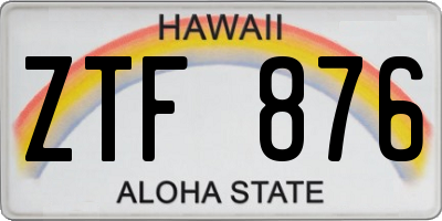 HI license plate ZTF876