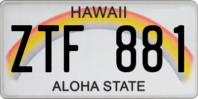 HI license plate ZTF881