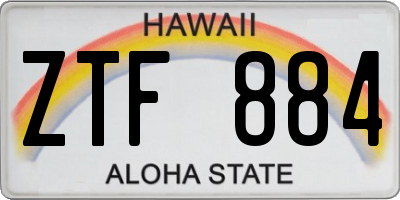 HI license plate ZTF884