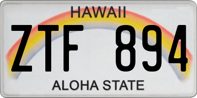 HI license plate ZTF894