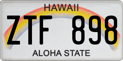 HI license plate ZTF898