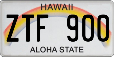 HI license plate ZTF900