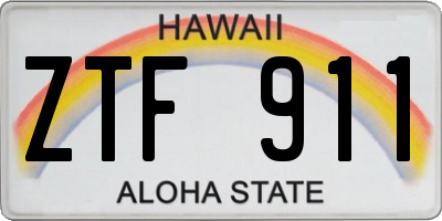 HI license plate ZTF911