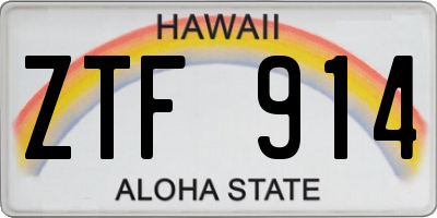 HI license plate ZTF914