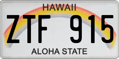 HI license plate ZTF915