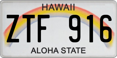 HI license plate ZTF916