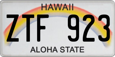 HI license plate ZTF923
