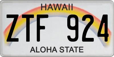 HI license plate ZTF924
