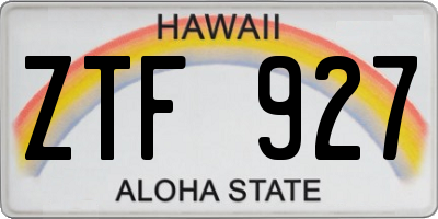 HI license plate ZTF927