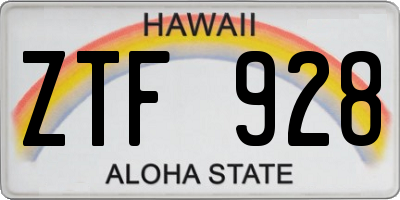 HI license plate ZTF928