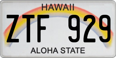 HI license plate ZTF929