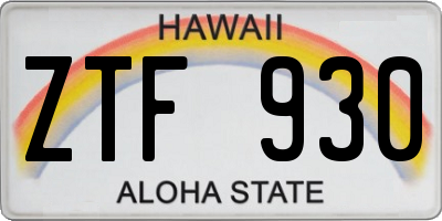 HI license plate ZTF930