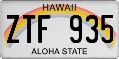 HI license plate ZTF935
