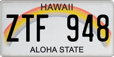 HI license plate ZTF948