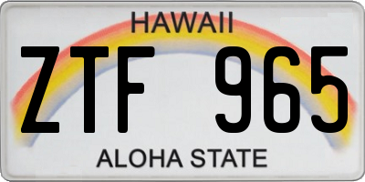 HI license plate ZTF965