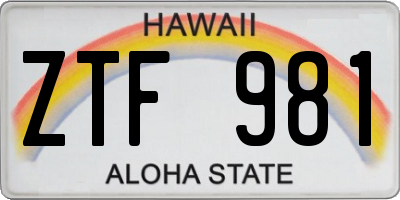 HI license plate ZTF981