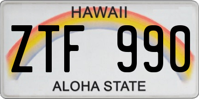 HI license plate ZTF990