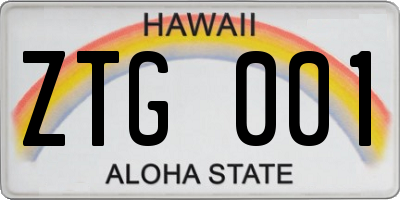 HI license plate ZTG001