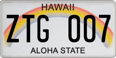 HI license plate ZTG007