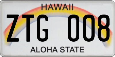 HI license plate ZTG008