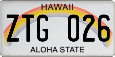 HI license plate ZTG026