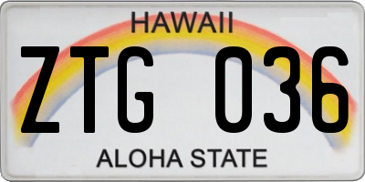 HI license plate ZTG036