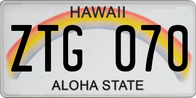 HI license plate ZTG070