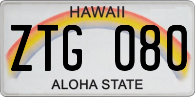 HI license plate ZTG080