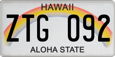 HI license plate ZTG092