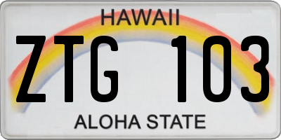 HI license plate ZTG103