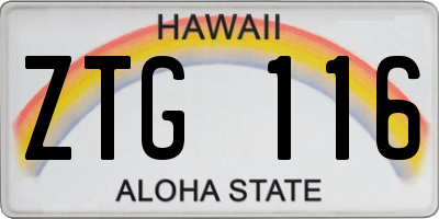 HI license plate ZTG116